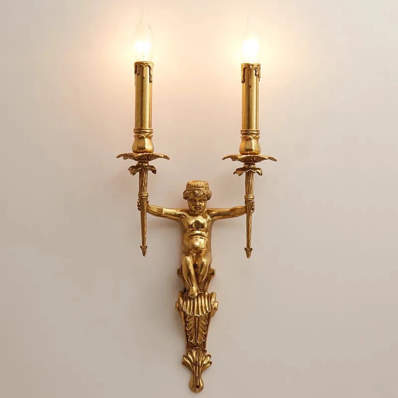 All copper double head creative western angel aisle light corridor corridor living room bedroom bedside light