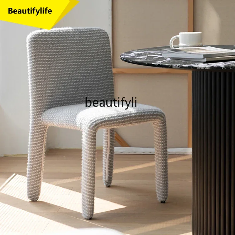 

LL A57 Light Luxury Home Restaurant Dining Chairs Modern Nordic Backrest Chair Wabi Sabi French Dining Table and Chairs