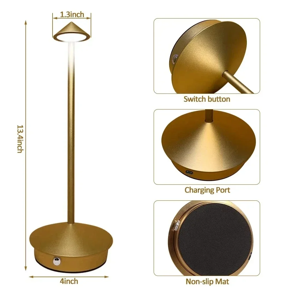 Rechargeable LED Table Lamp Creative Dining Touch LED Desk Light 3 Level Brightness For Bedroom Bar Coffee Table Decor Lighting