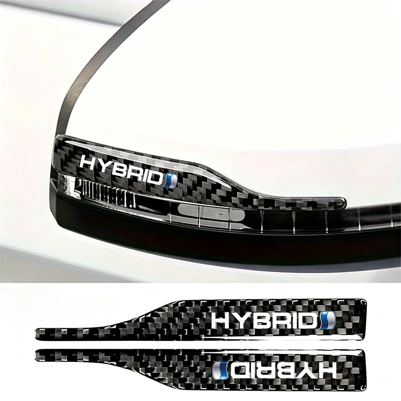 2-piece set of carbon fiber textured rearview mirror crash strips, suitable for hybrid blue label design