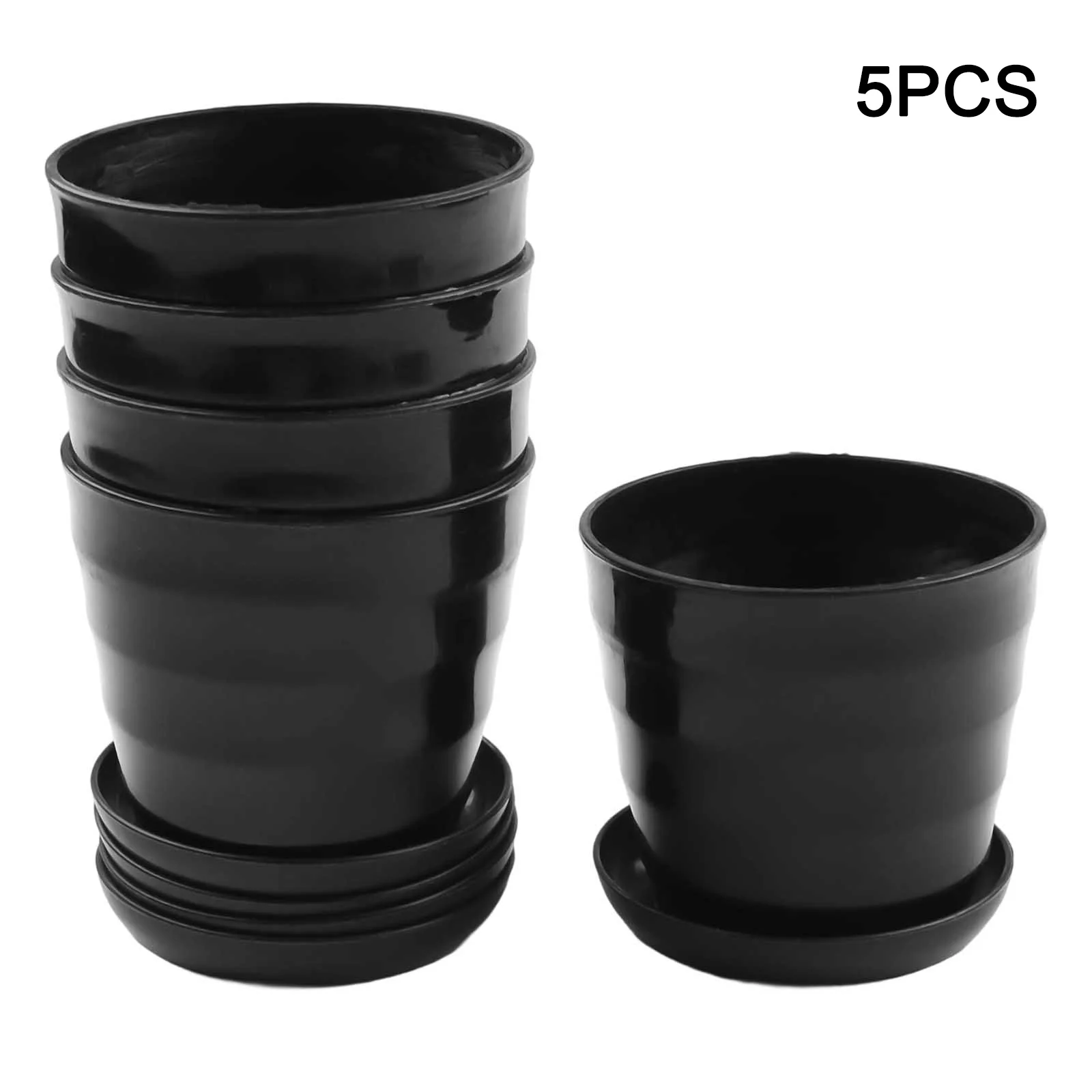 

Набор из 5 компактных пластиковых цветочных горшков с дренажными отверстиями для домашнего садоводства, использования на балконе, террасе и в офисе