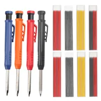 Solid Carpenter Pencil Built-in Sharpener Marking Tool Woodworking Construction Deep Hole Mechanical Pencils School Supplies