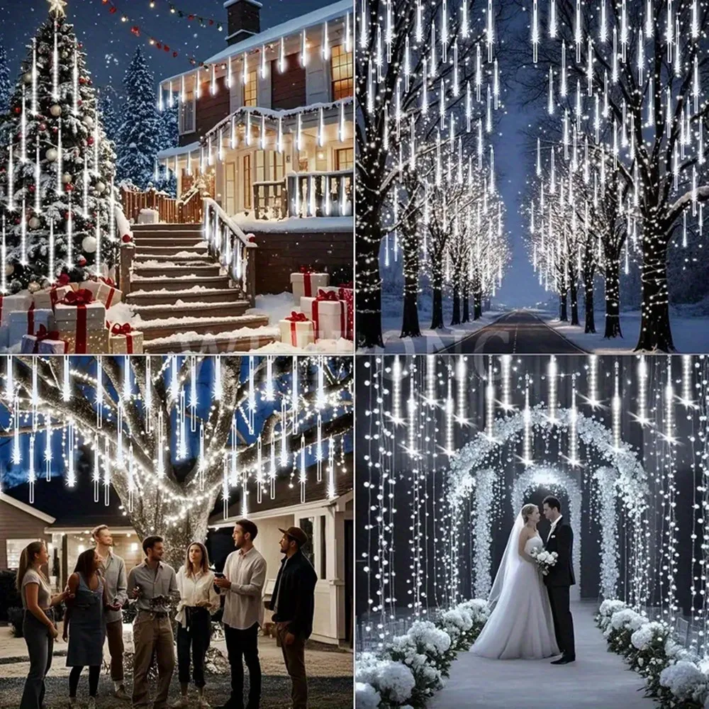

Fairy Light Garden Decoration Christmas Holiday 30/50CM LED Garlands for Wedding 8 Tubes String Light Solar Meteor Shower Light
