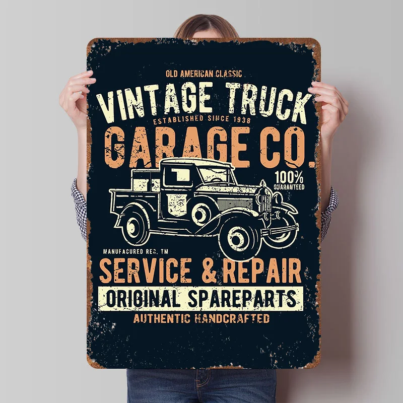 Vintage LKW-Garage Poster Individualisierte Wandkunst Vintage Metallschilder Retro Blechschild für Männerhöhle Heim-Dekor Schlafzimmer-Dekoration