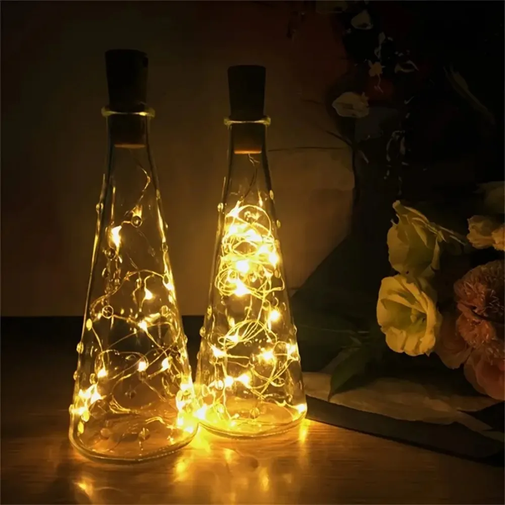 

2M20LED Battery powered Wine Bottle Cork Copper Wire String Lights, LED Fairy Lights for DIY Crafts Wedding Party Decor