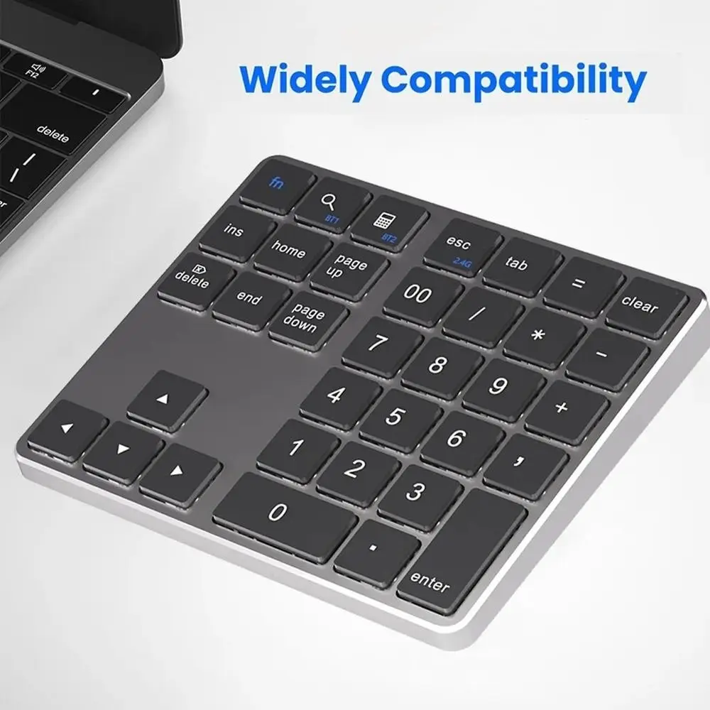 2.4G and Bluetooth Wireless Keyboard 35 Keys Mute Mini Digital Keypad Slim Design Portable Wireless Numeric Keypad Accounting