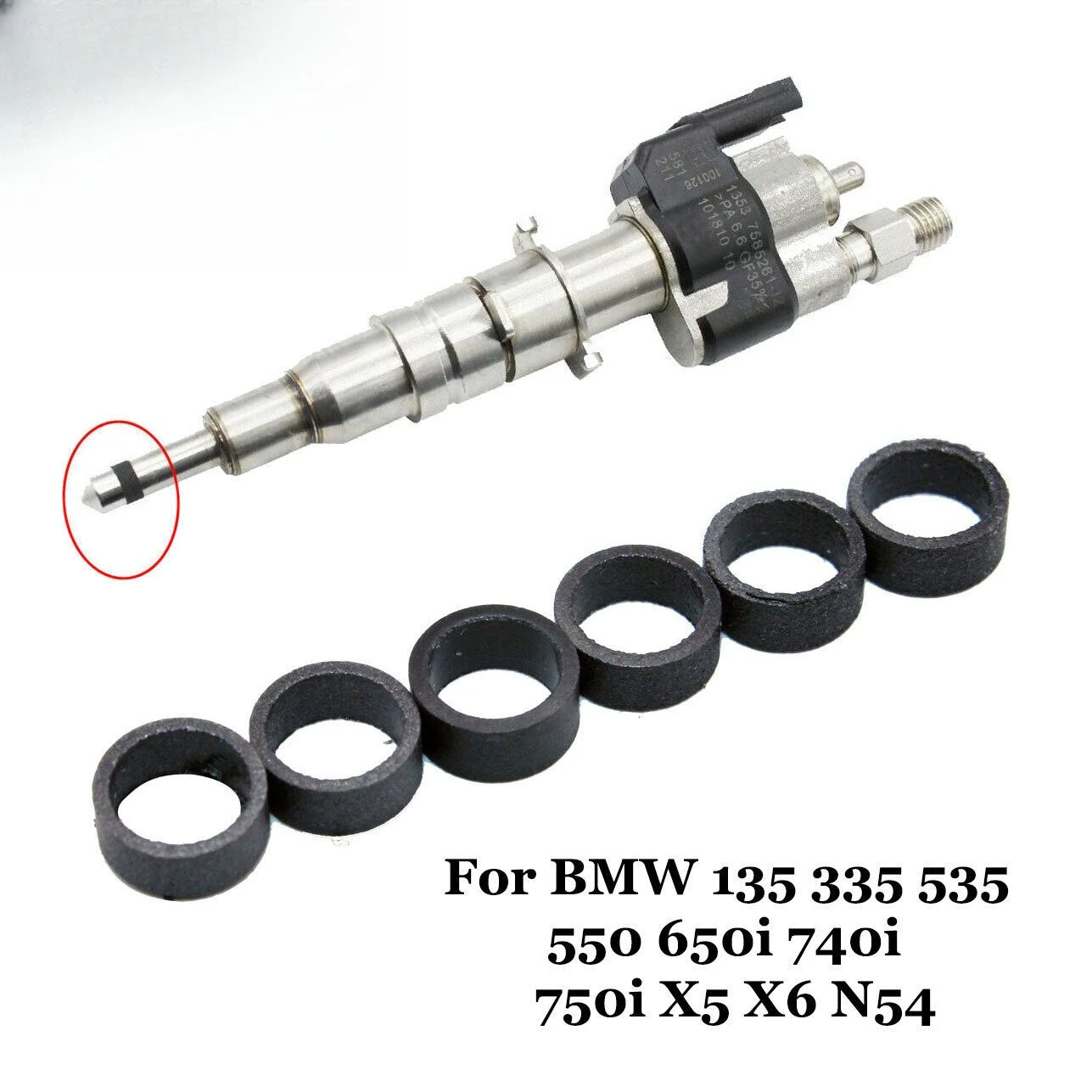 6Pcs Fuel Injector Seal O‑Ring Repair Kit For BMW N54 135i 335i 535i X5 X6 Replace 13537585261‑12 Injector Gasket Set