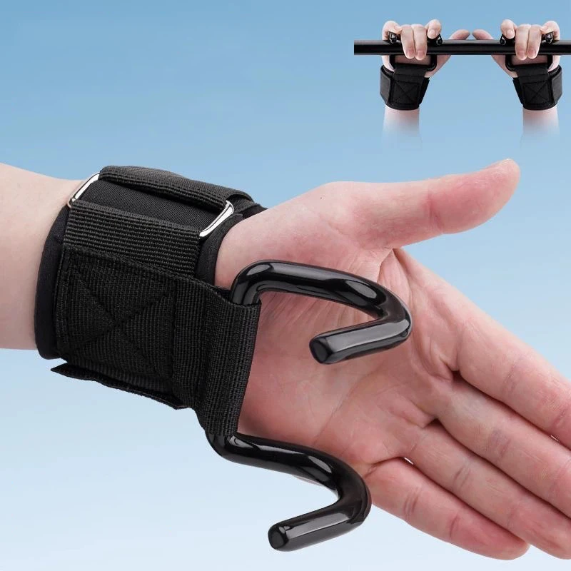 1 Paar Gewichtheben Haken Griffe mit Handgelenk Wraps Hand-Bar Handgelenk Strap Gym Fitness Haken Gewicht Strap Pull-Ups Power Lifting Handschuh