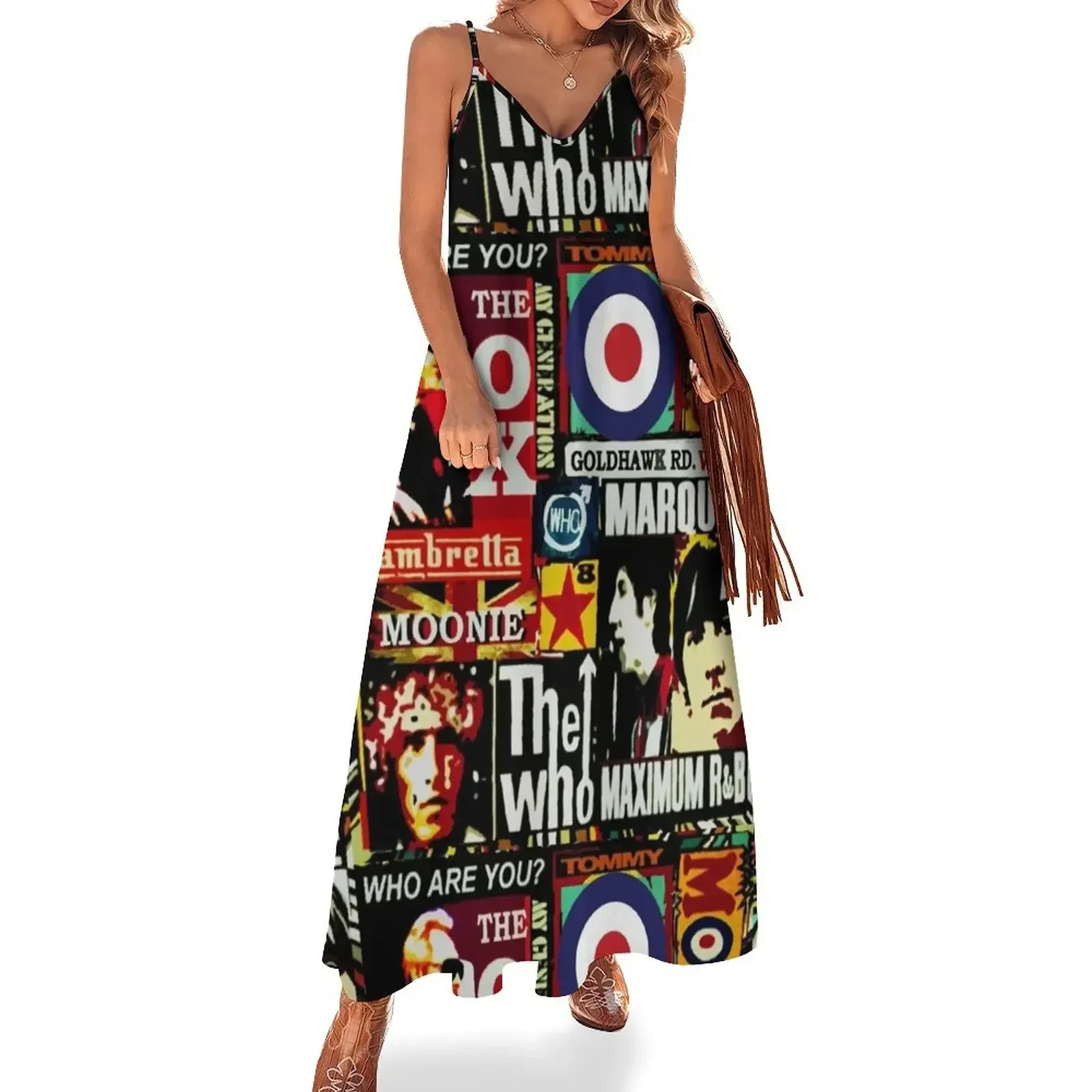 

Modrophenia Mod Music Sixties Collage, Sleeveless Dress Women long dress dress for women Female Evening gown