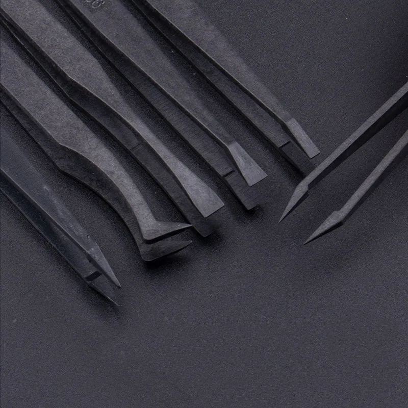 Anti-Static Carbon Fiber Tweezers Precision Maintenance Industrial Repair Curved Tool Home Working Model Making Hand Tool