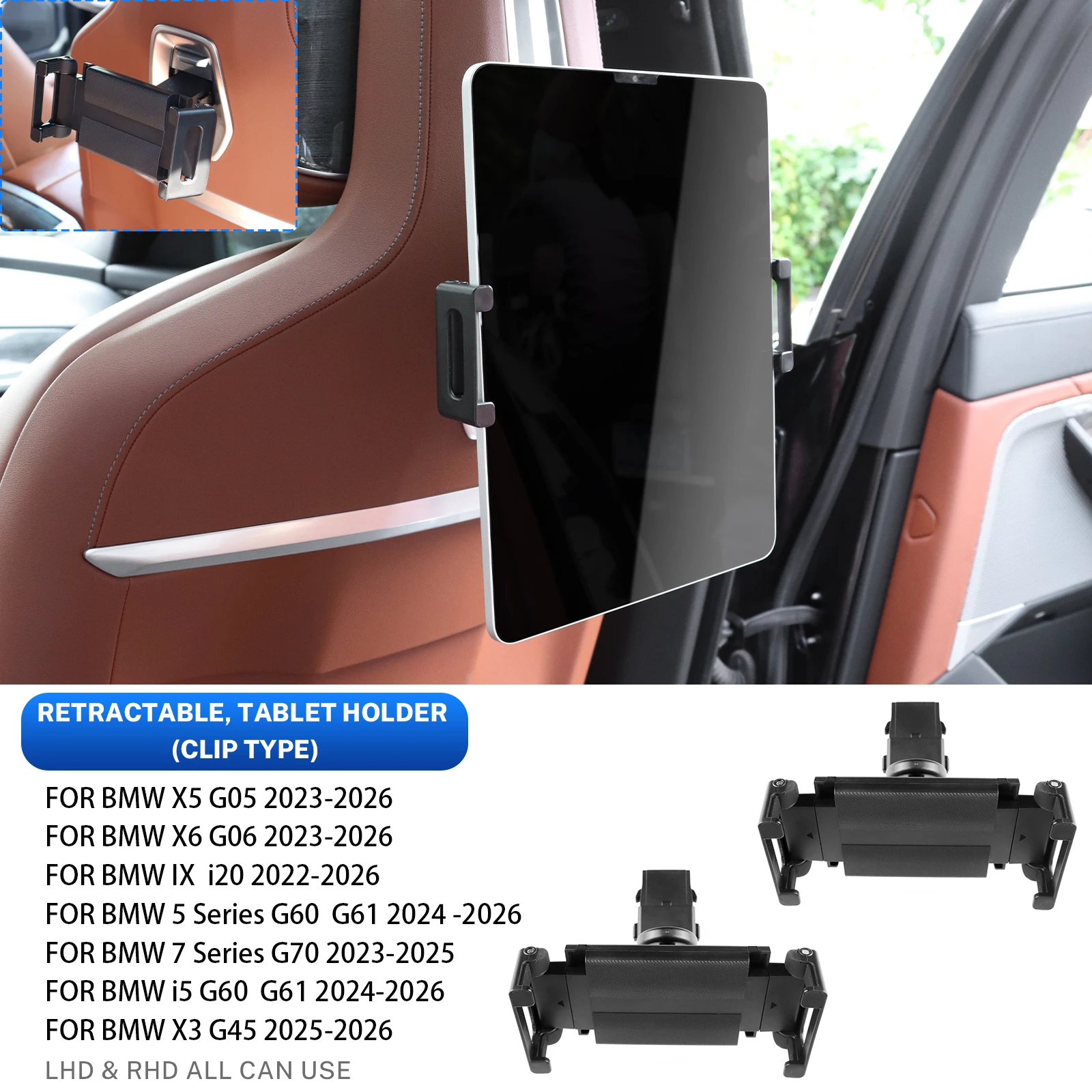 لسيارات BMW IX i5 G60 G05 G06 G61X3 X5 X6 5 Series 7 Series 2025 G45 مقعد خلفي للسيارة الوسائط المتعددة دعم خاص لحامل هاتف iPad