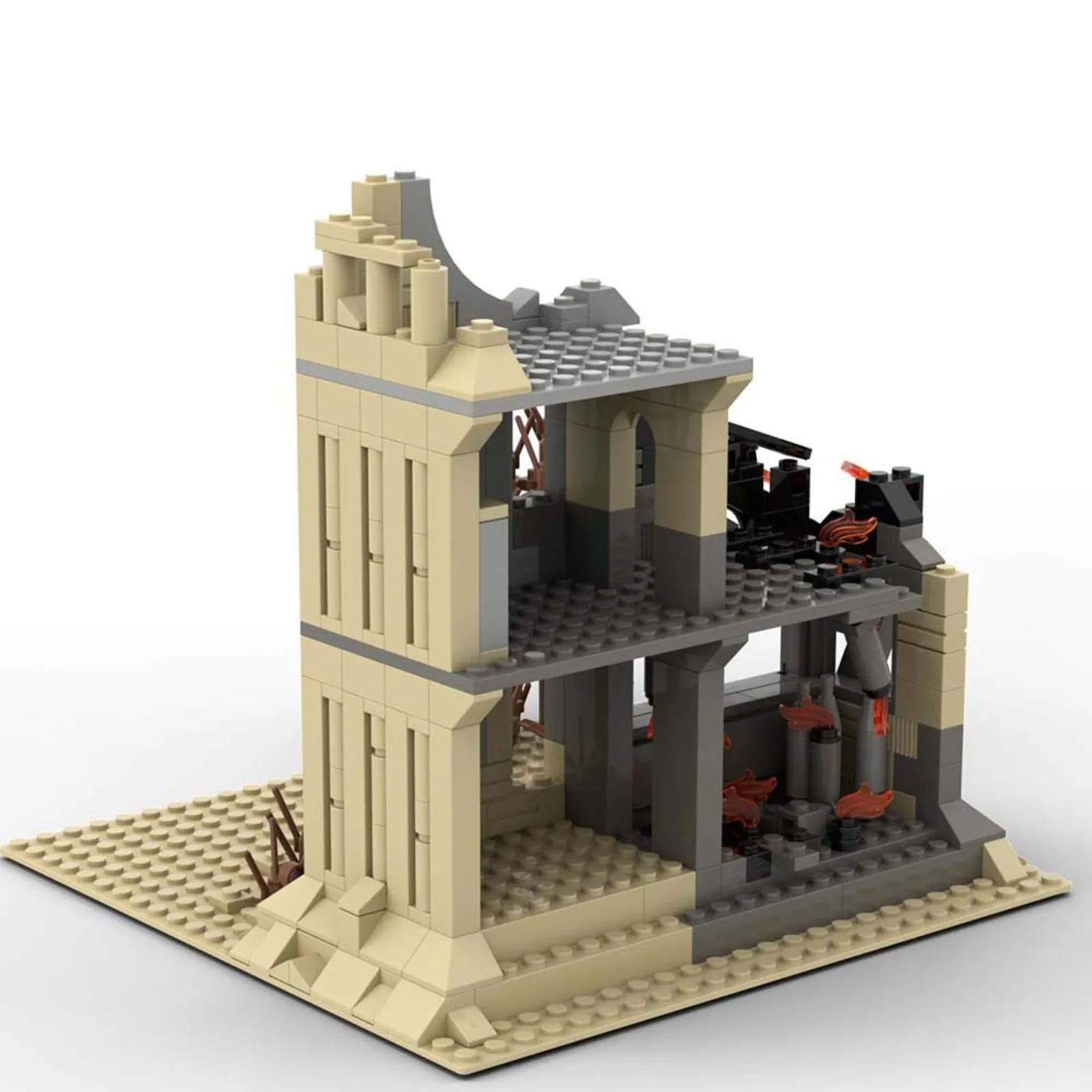 مجموعة ألعاب مكعبات بناء متوافقة مع مشهد الصراع العسكري مع نموذج معماري لساعة المعركة