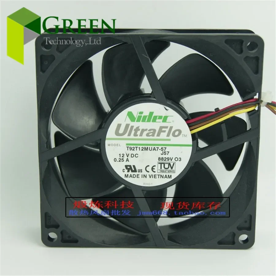 The Original Nidec  12V 0.25A  9025 90MM 90*90*25MM computer server case Cooling fan T92T12MUA7-57 with 4pin