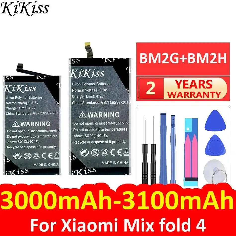 

Аккумулятор для мобильного телефона с высокой совместимостью, долговечный, BM2G+BM2H, 3000-3100 мАч, для Xiaomi Mix Fold 4
