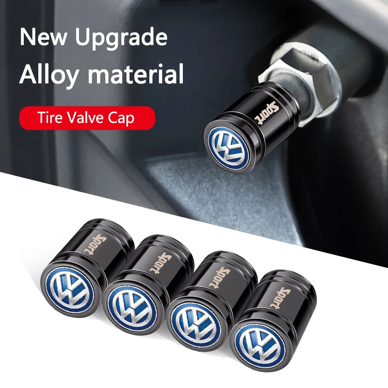 

New 4Pcs Car Wheel Tire Valve Caps Emblem Air Stem Covers For Volkswagen VW Polo Passat B5 B6 B7 T4 Jetta GTI Golf 4 5 6 Tiguan