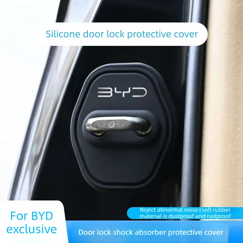 4pcs for BYD Seagull Dolphin SeaLion 6 Automotive Door Lock Cover Buckle Silicone Shock Absorber Cushion Door Protection Cover