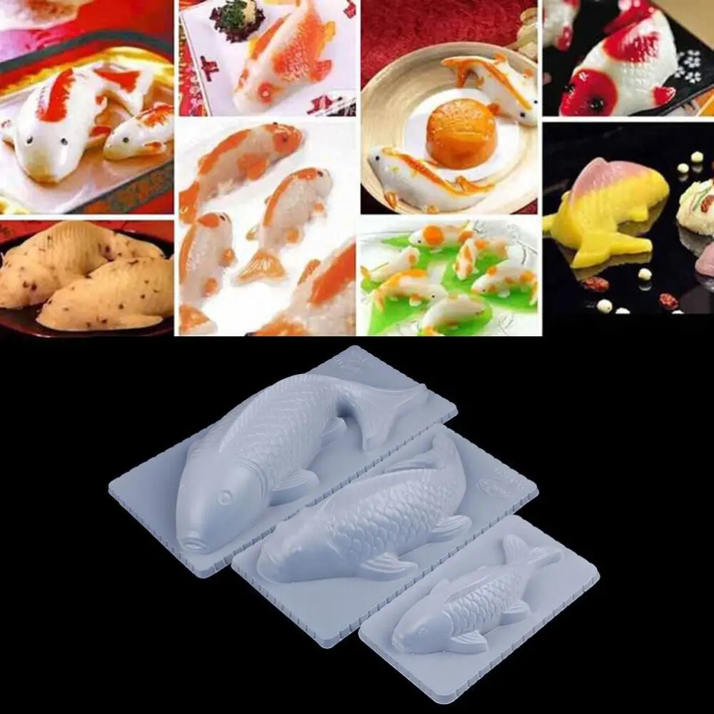 Handmade 3D Koi Fish Shape Pudding Molds Cake Chocolate Jelly Mould Rice Mold Silicone Mold Sugarcraft Mold