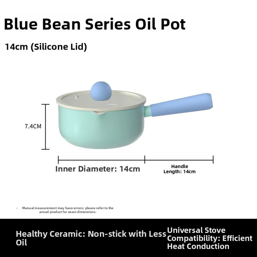 28.8CM Iron Deep Pot with Insulated Handle for Oil Splashing Milk Soup Porridge Simmering and Household Cooking