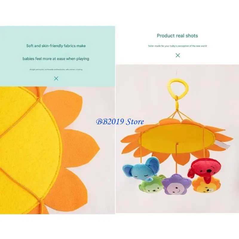 Q0KB Łatwy w montażu dzwonek do łóżeczka dziecięcego ze stymulującymi konstrukcjami zachęcającymi do rozwijania wczesnych