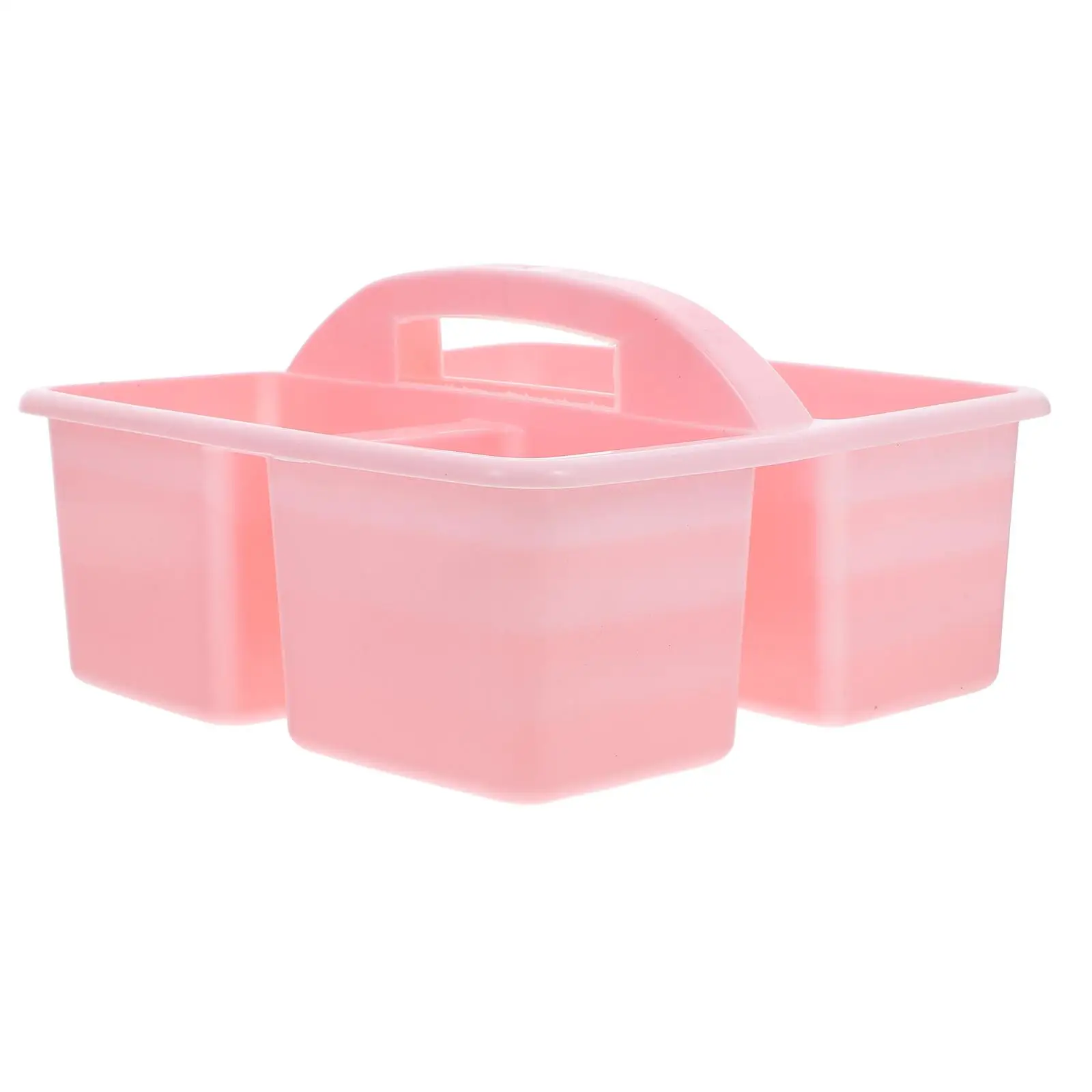 Portable Compartmented Storage Basket Bathroom Caddy Plastic Shower Grid with Handle Pink Classroom Organizer