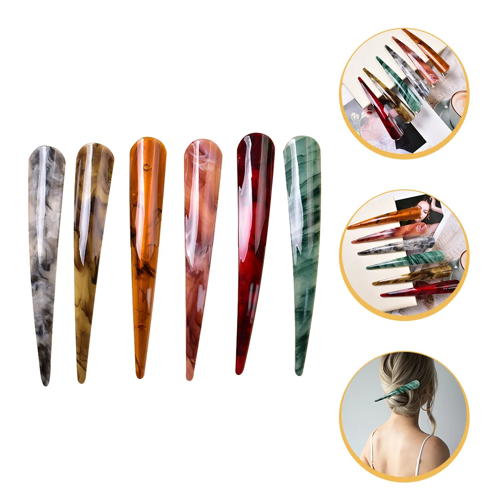 

6 Pcs Metal Hair Styling Pins Women's Claw Clips Alligator Acrylic Metallic Barrettes