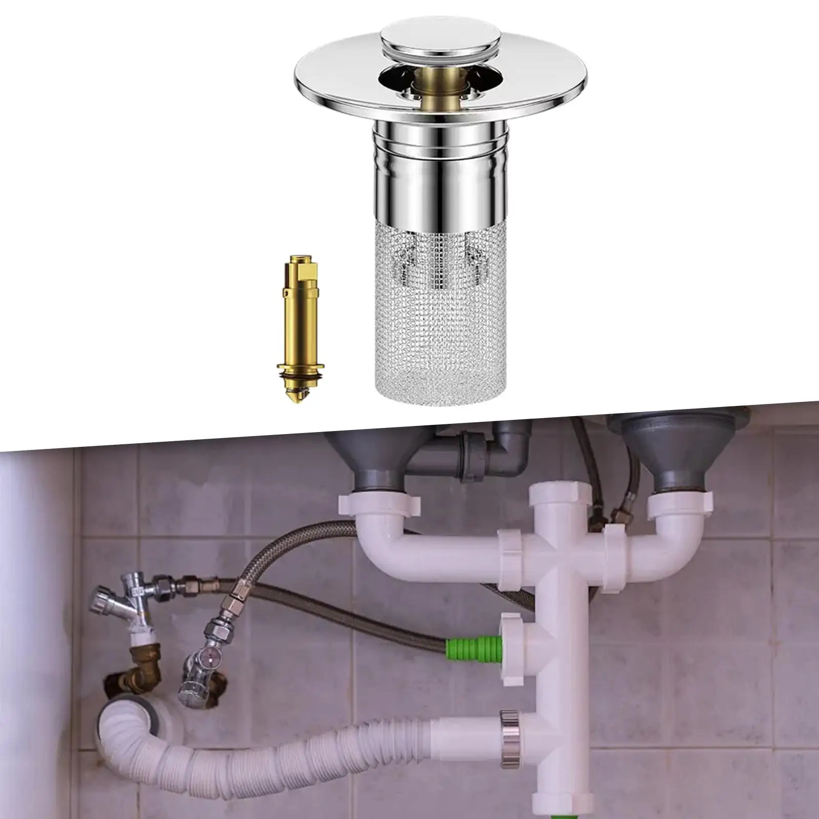 

Сливный фильтр для раковины в ванной комнате с корзиной для фильтра, прочная пробка для ванны, отверстие 1,34 ~ 1,57 дюйма