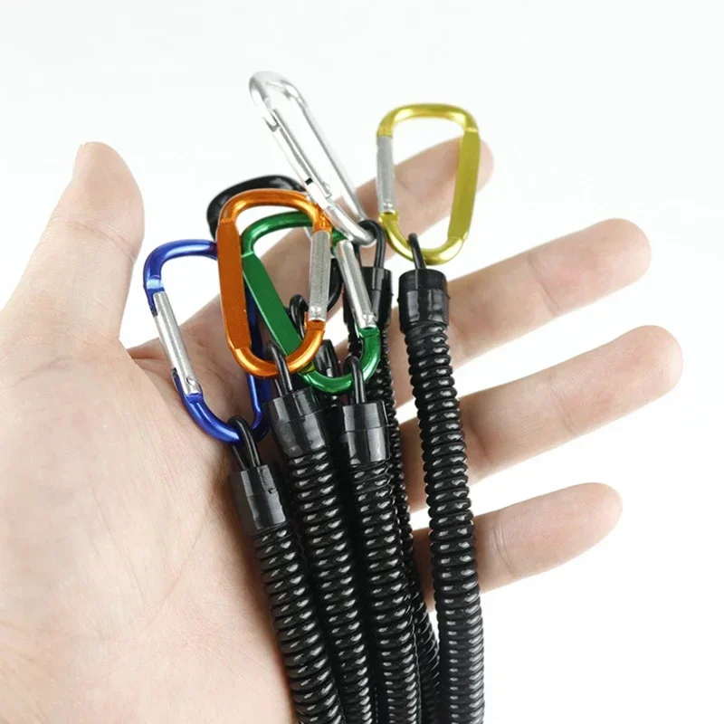 1PC Fishing Lanyards Retractable Boating Kayak Secure Pliers Spring Rope With Carabiner Multifunction Fishing Tools