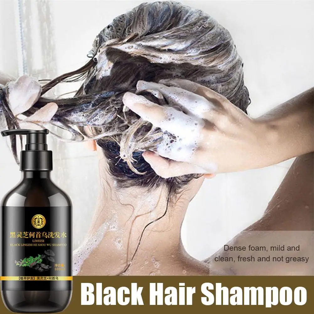 Shampoo colorante per capelli da 300ml 3 in1 capelli oscuranti istantaneo grigio a nero Polygonum Multiflorum copertura Coloing naturale per le donne W0e9