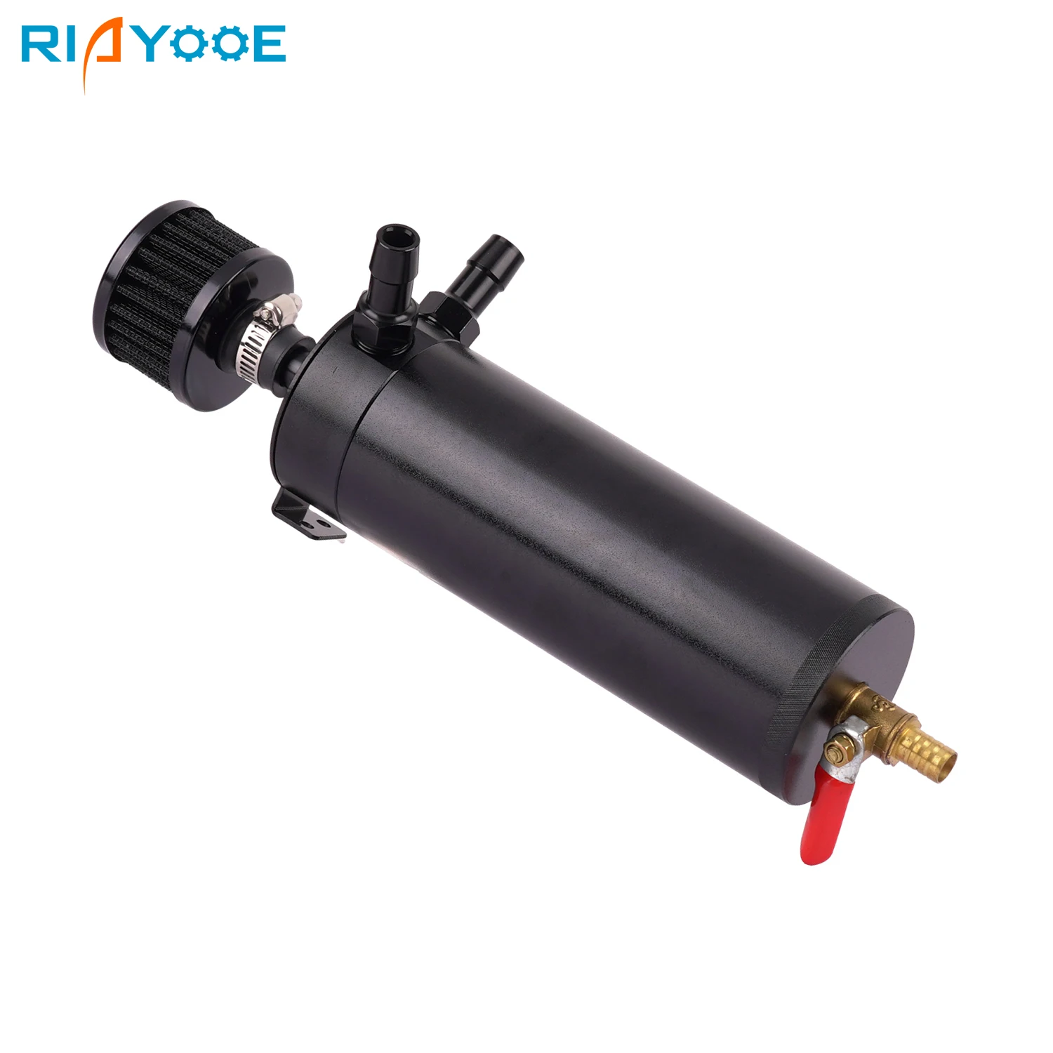 Oil Catch Can Aluminum Baffled 2-Port Universal 500ML With Drain Valve Breather Cylinder Filter Kit Racing Separator Oil Tank