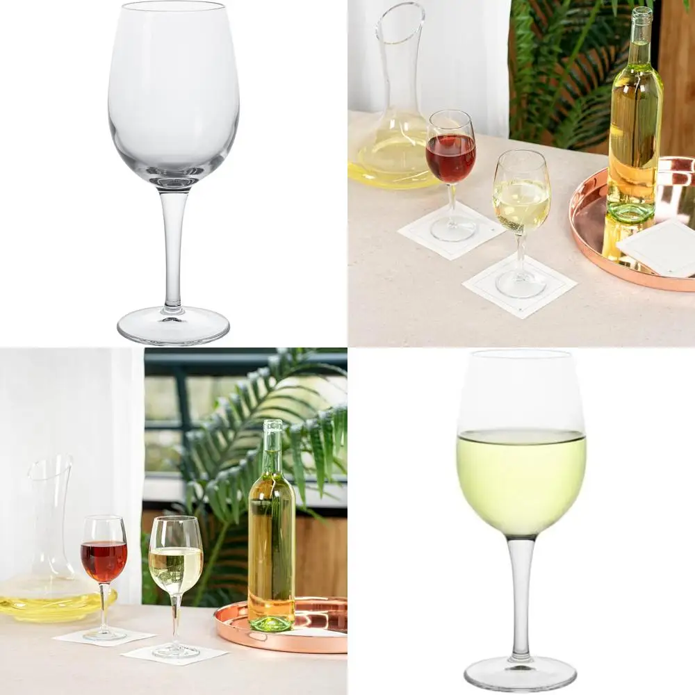 

8 Oz Tempered Glass White Wine Glasses Set of 12 - All-Purpose, Chip-Resistant, Lead-Free, Durable Drinkware