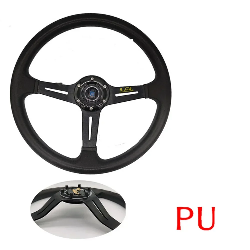 Universeel 14 inch ND PU autorace stuurwiel, diepe corn drifting sportstuurwiel met ND logo