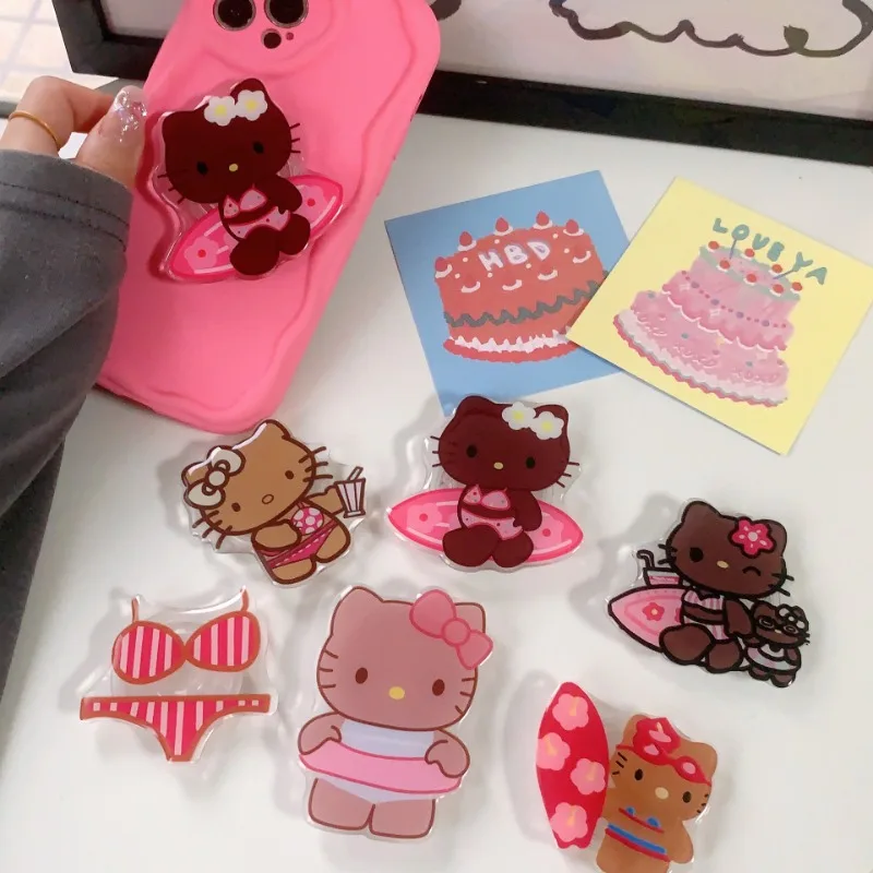 

Kawaii Hello Kitty Phone Holder Is Suitable for Any Phone Airbag Holder Foldable Cute Cartoon Anime Girl Student Gift Wholesale