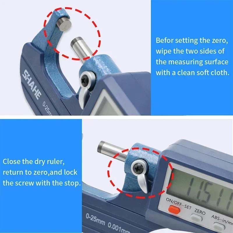 Shahe 0-25/25-50/50-75/100 mm Mikrometr cyfrowy zewnętrzny Mikrometr elektroniczny Miernik 0,001 mm Narzędzia cyfrowe Suwmiarka