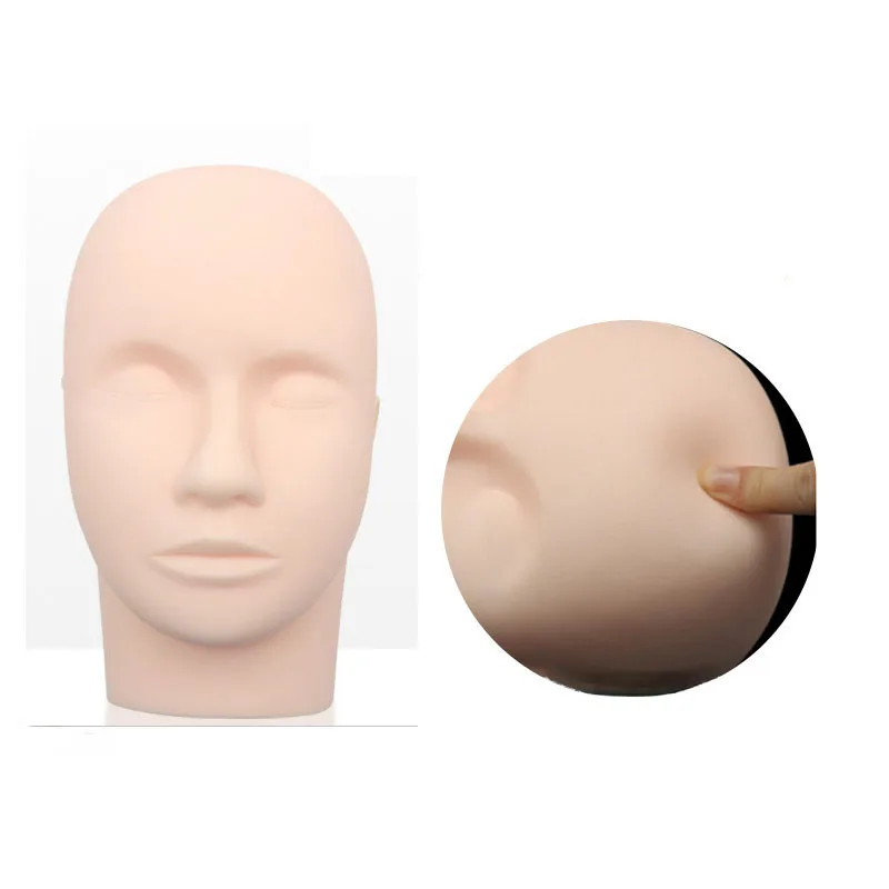 1pcs Silicone Practice Mannequin Head Makeup Grafting Eyelashes Face Skin 3D Eyebrow Lip Closed Eyes Tattoo Practice Model