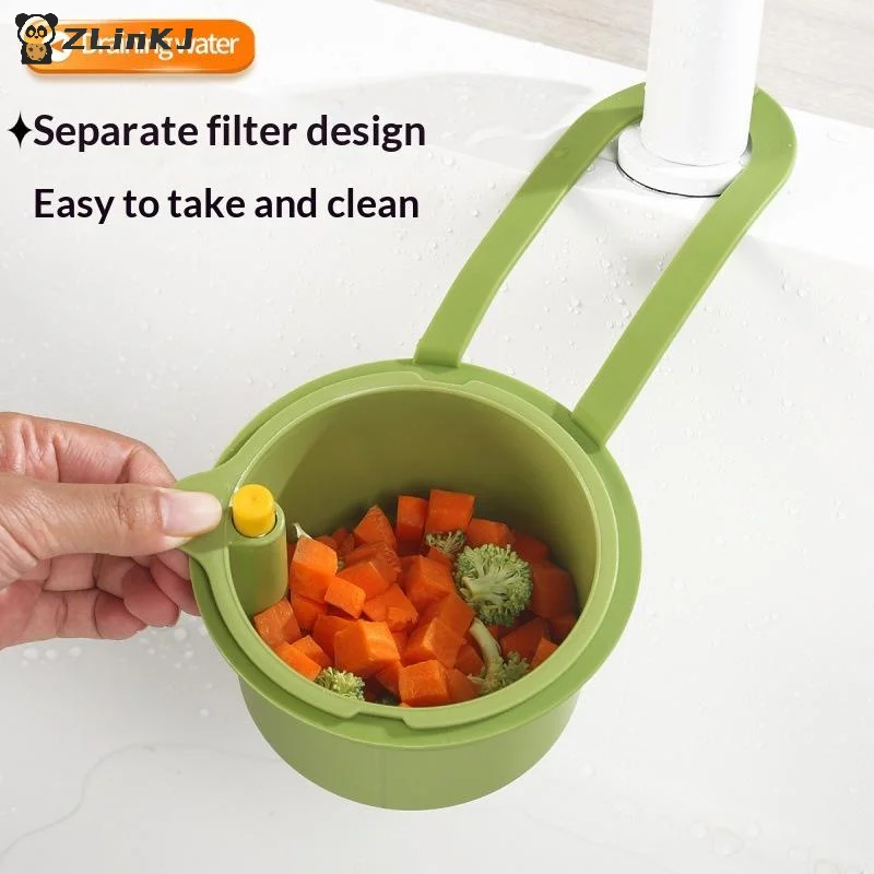 ▶1PCS Kitchen Waste Collector Sink Drain Basket Faucet Hanging Filter Bag Adjustable Automatic Basket Sink Sponge Rack