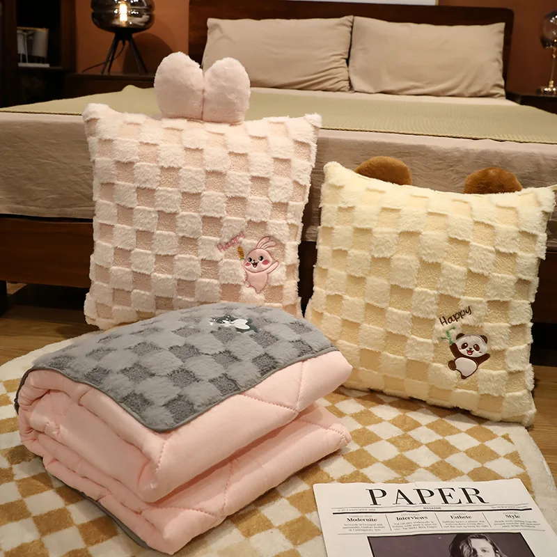 

Nap Blankets Sofa Napping Cover Pillow Blanket Plush Toy Portable Travel Car Hug Pillows Warmers Office Room Unfolded Quilt