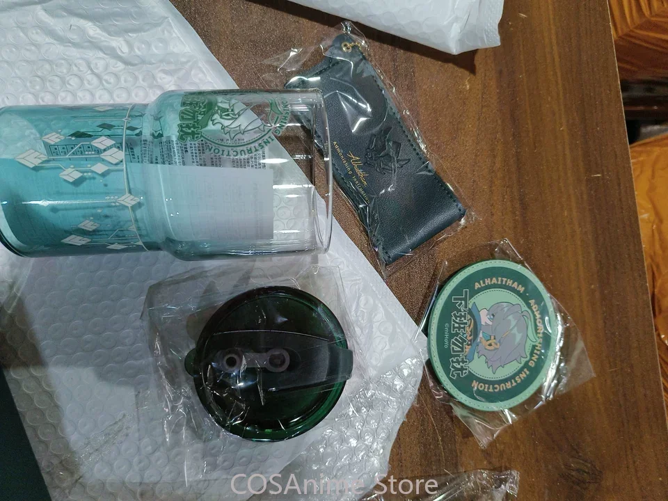Official Genuine Genshin Impact Game Cosplay Alhaitham Cold Drink Water Cup Set Straw Lid Coaster Protective Case Anime Gift view 6
