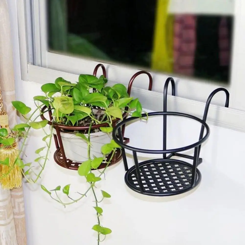 Flower Pot Stand Shock Proof Eco-Friendly Plant Basket Fence Balcony Hanging Flower Basket Garden Supplies Plant Shelf