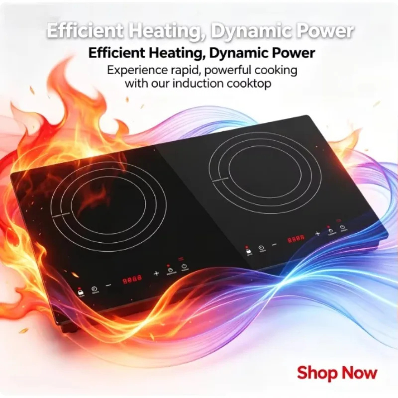 Airo 4000W Dual Zone Induction Cooktop 220V Touch Control Built-in Tabletop Stove with Timer & Child Lock