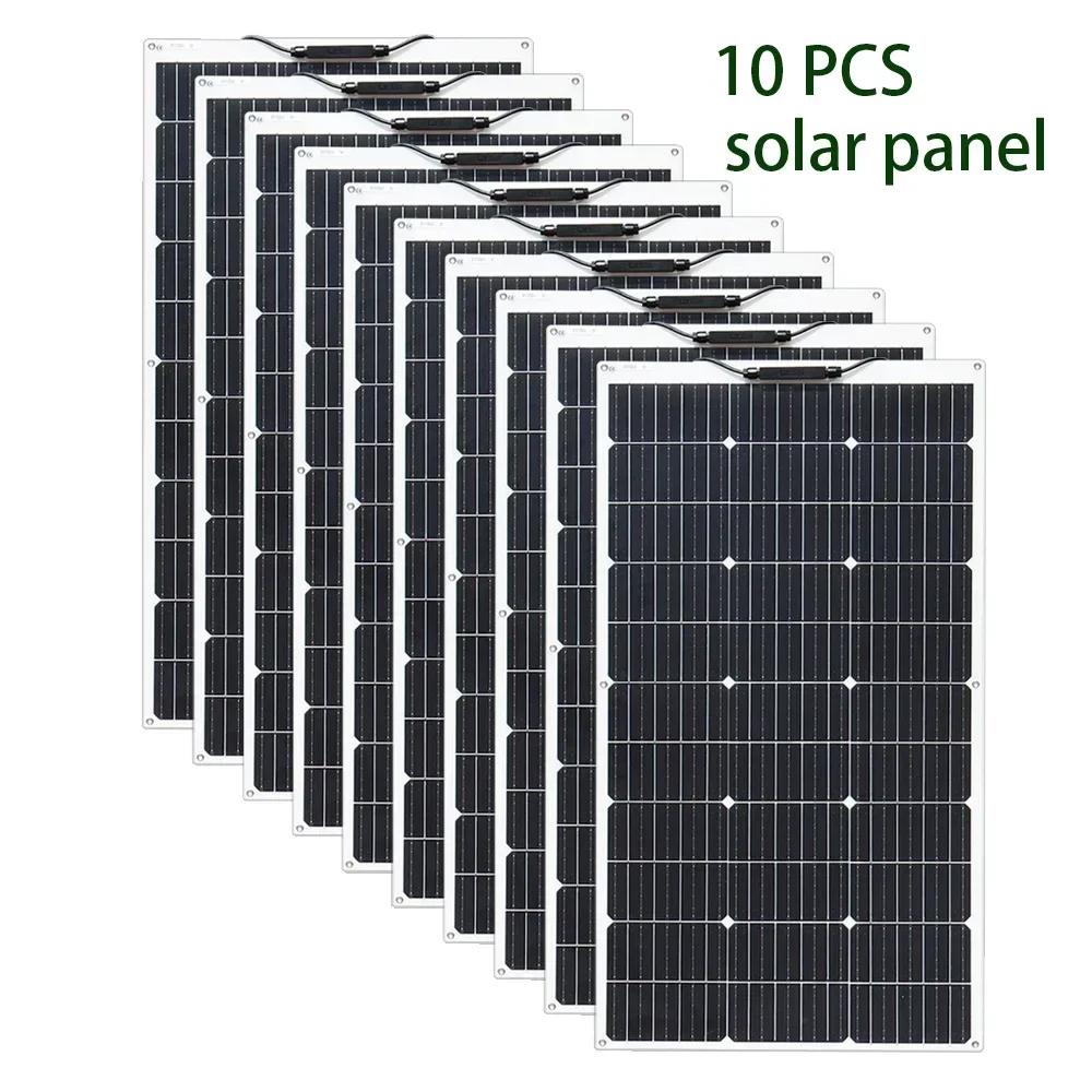 

Monocrystalline Flexible Solar Panel, 100 W, 18V, 100W, 200W, 300W, 400W, 500W, 800W, 1000W, 12V, 24V Battery, 1-10Pcs