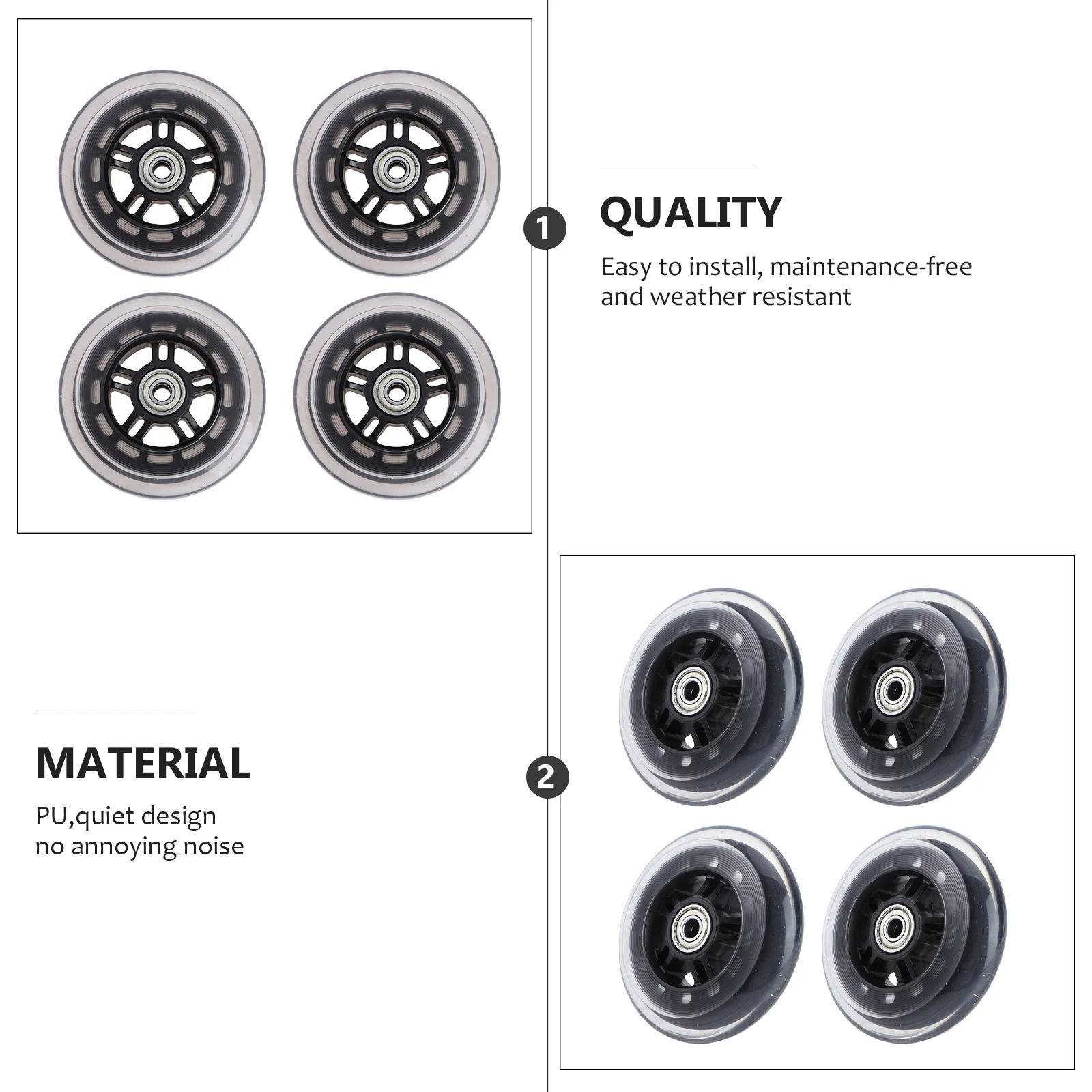4 قطعة 100 مللي متر مرونة عالية بولي PU عجلات سكوتر مثاليا متعددة الوظائف استبدال حقيبة تروللي بعجلات عجلة سكوتر PU #3