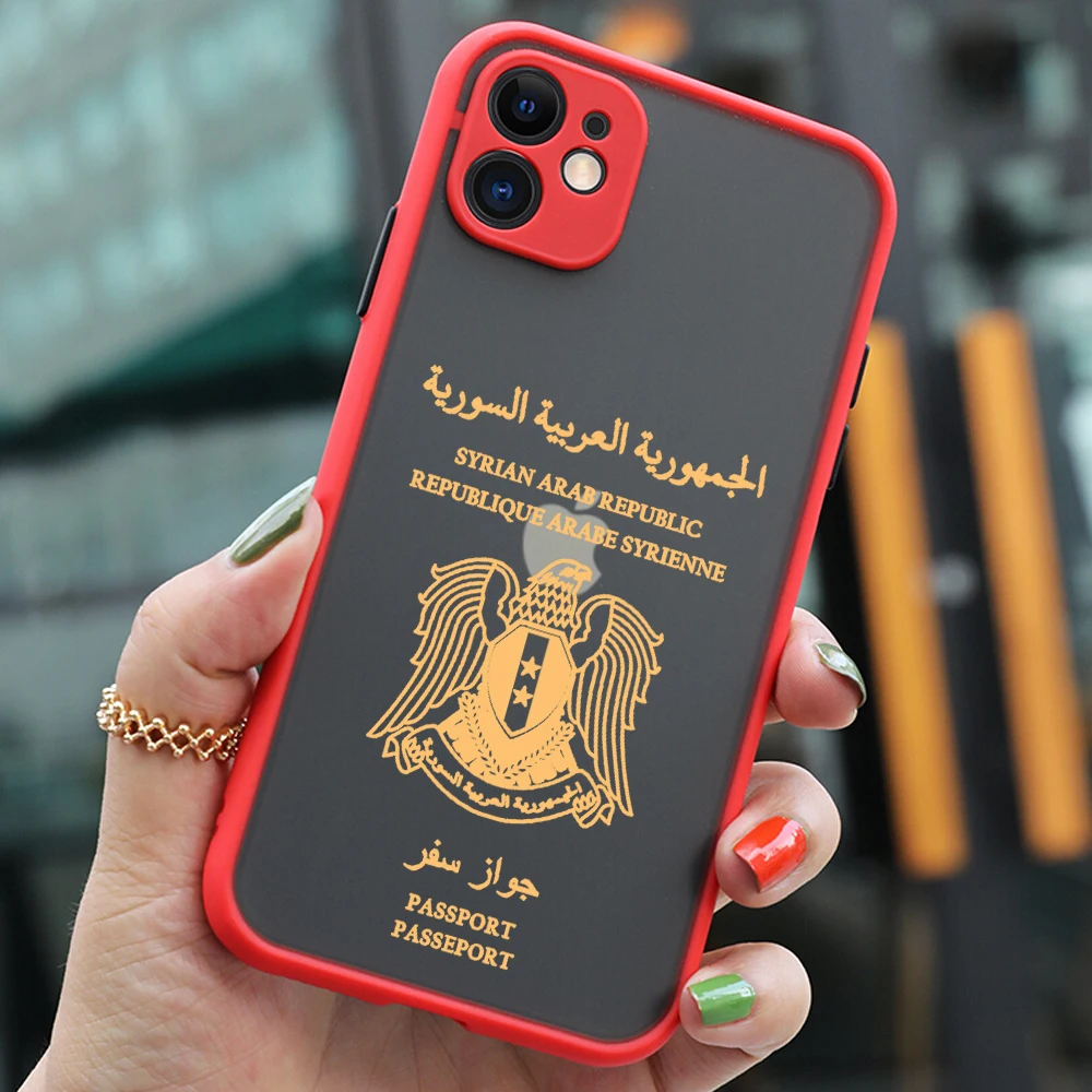 Syria paszport etui na telefon iPhone 15 14 13 12 11 Mini Pro Max X XR XSMax 7 8 Plus matowa przezroczysta tylna pokrywa