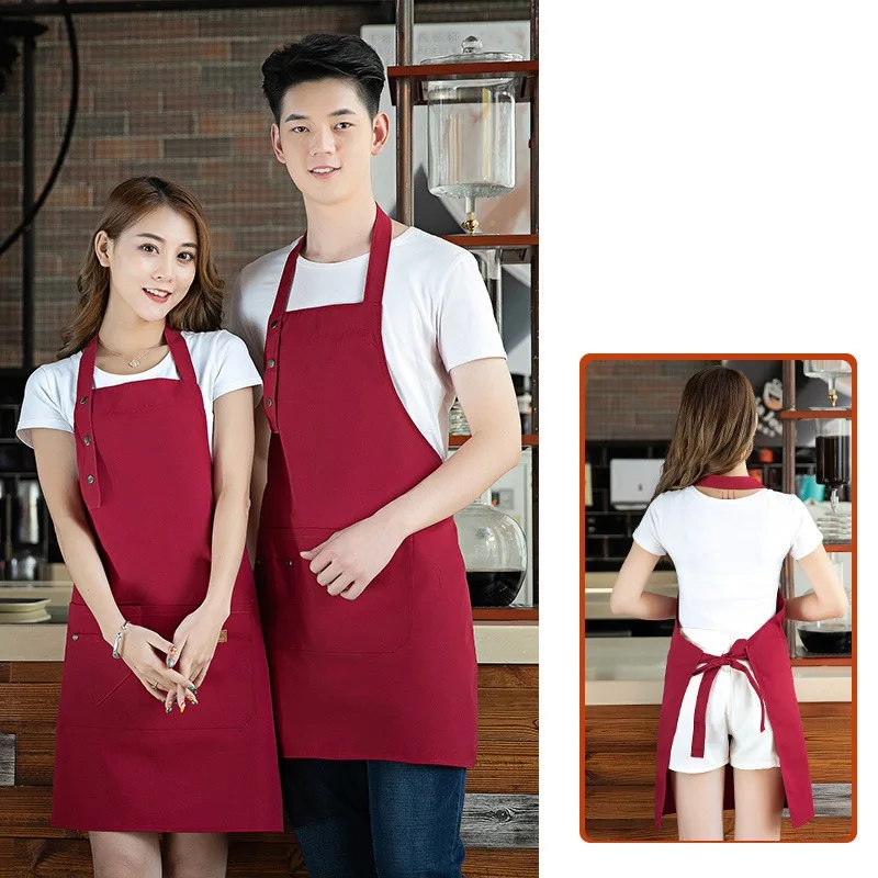 C853 Hotel Waiter Work Clothes Front Desk Cashier Coffee Shop  Hotpot Hotel Waiter Apron Painting Caps