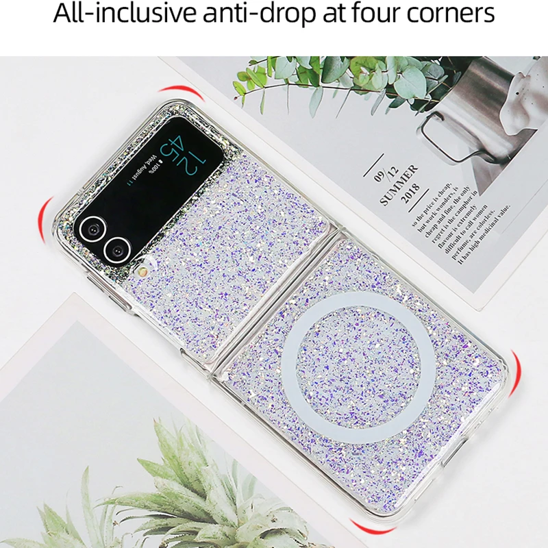 Case For Samsung Galaxy Z Flip 4 Z Flip 3 Colorful Powder Magnet Hard Mobile Phone Case Cover