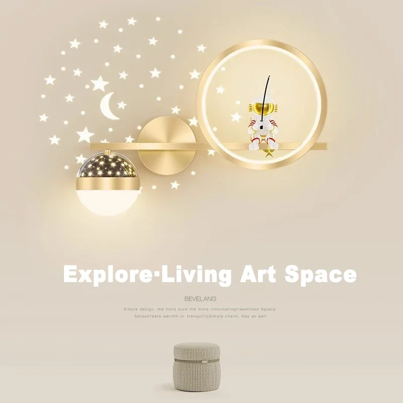 Modern Children Wall Lamp LED Star Projector Decorate Kids Wall Light Bedroom Space Creative Astronaut Sconces Indoor Lighting