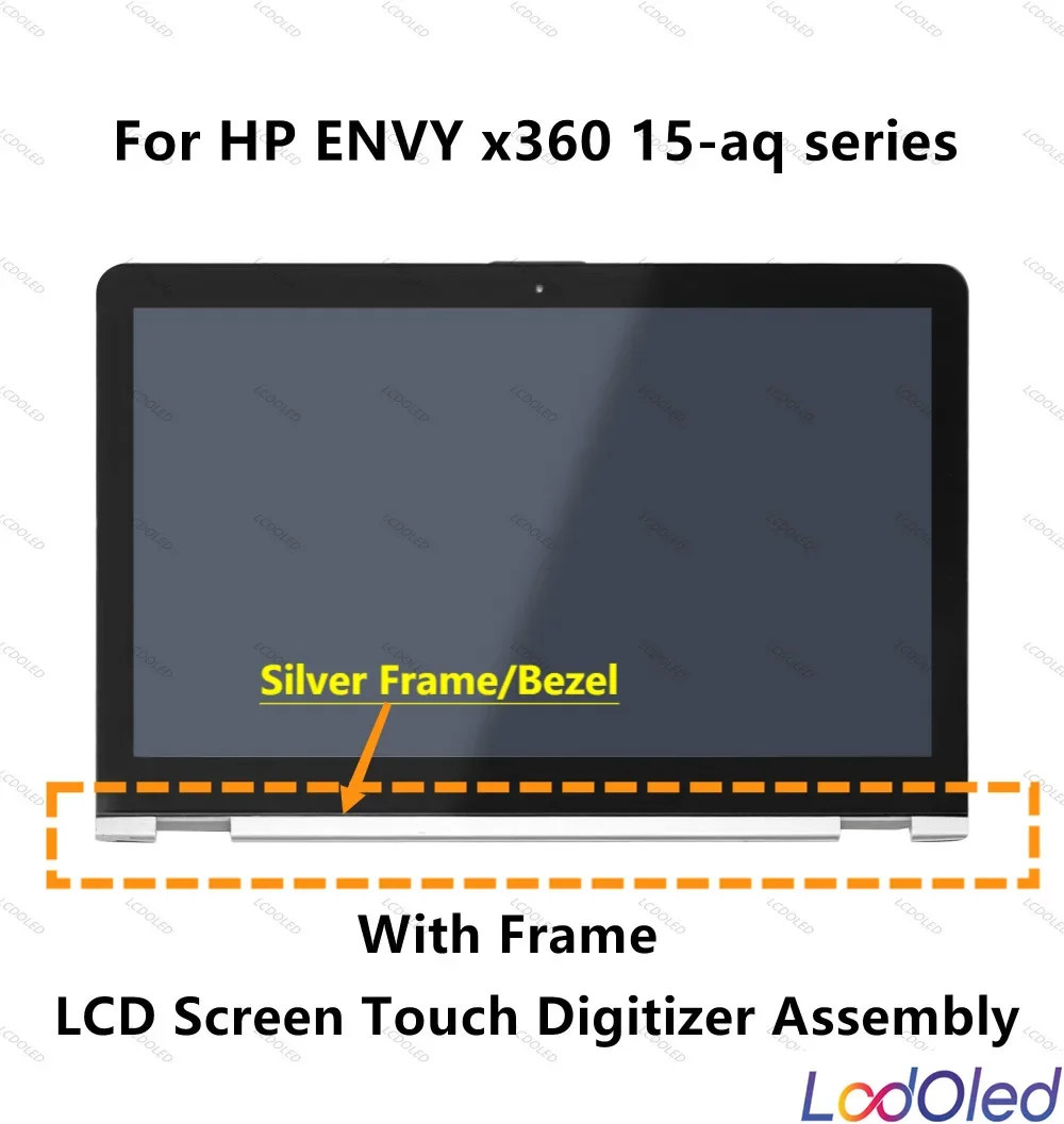 

15.6'' FHD для HP Envy X360 15-AQ120NR: Сенсорный ЖК-дисплей в сборе с рамкой/ободком (серебристый), 1920x1080, 30 контактов, 60 Гц