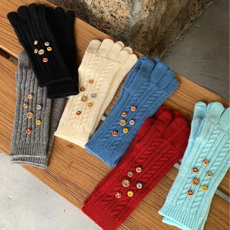 Women's Ins Style Knit Gloves 2026 Fall Winter Thick Warm Coldproof Casual Cycling Cap Daily Wear