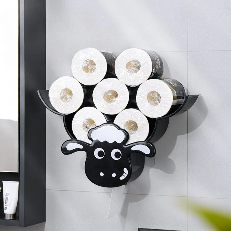 

Toilet Paper Holders Tissue Paper Storage Stand Wall Mount Iron Tissue Basket Sheep Art Decoration Bathroom House Décor