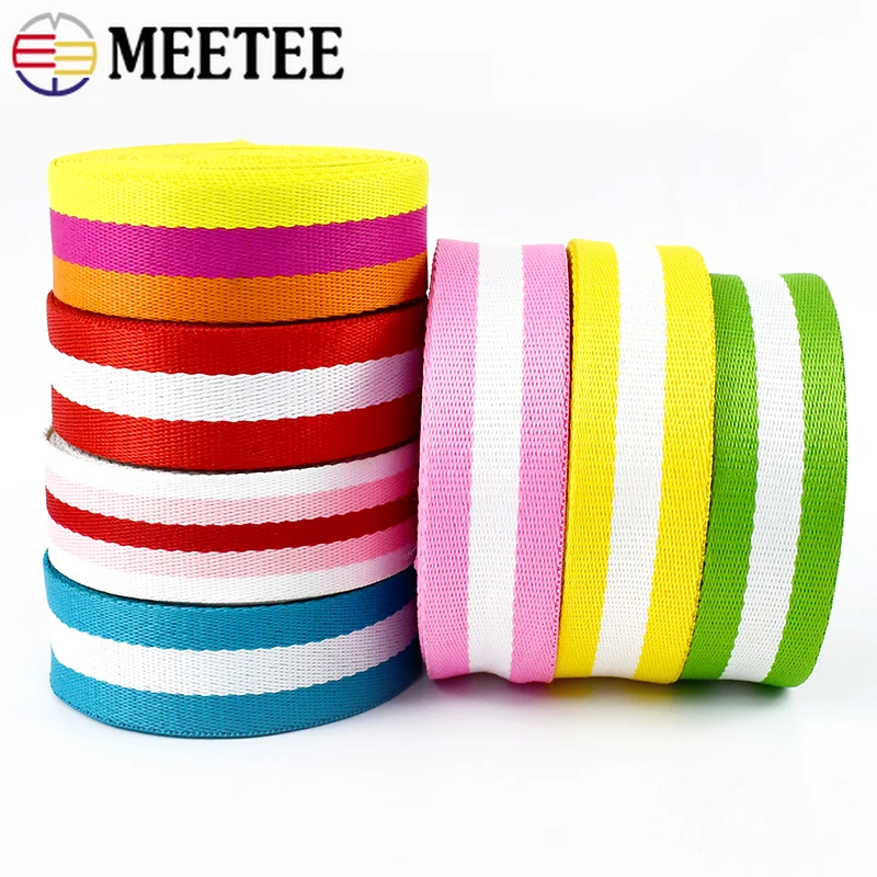 

5Meters 32mm Colorful Stripe Webbing Strap Belt Sling Bias Binding Decorative Ribbon for Sewing Shoulder Bag Straps Accessories