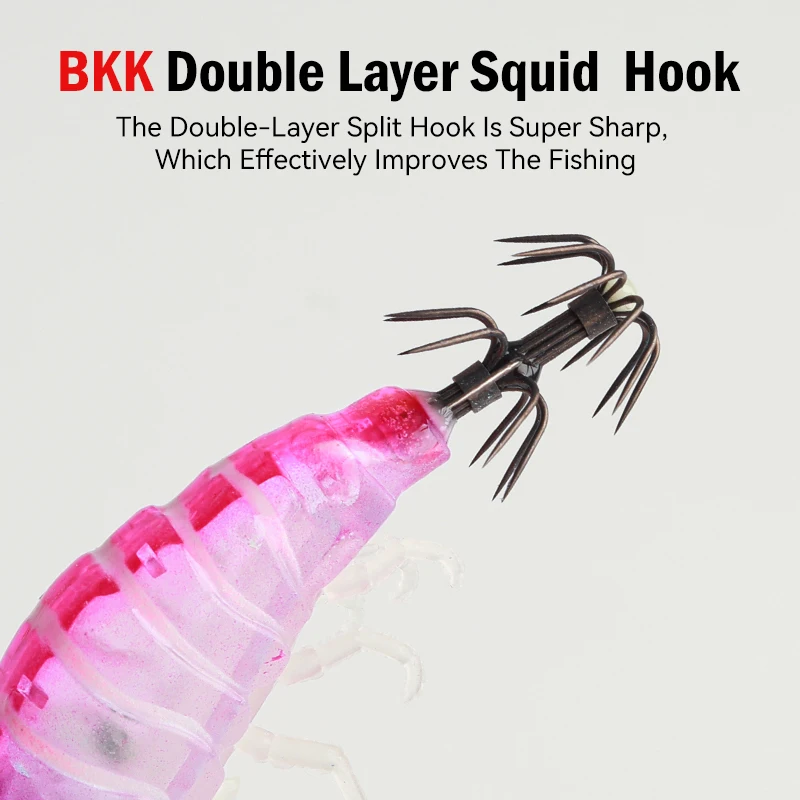 مضيئة خطاف صيد على شكل سمكة الروبيان الحبار Bkk هوك الصيد السحر 80 مللي متر 5 قطعة/المجموعة الأخطبوط الحبار الروبيان المياه المالحة الطعوم #6
